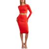 Forever 21 Women’s Crop Top & Pencil Skirt Set(Red)