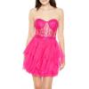 Forever 21 Women’s Lace & Tulle Bustier Mini Dress(Hot Pink)
