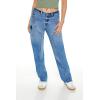 Forever 21 Women’s Low-Rise Straight Cargo Jeans(Medium Denim)