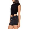Forever 21 Women’s Off-the-shoulder Crop Top & Scarf Set(Black)