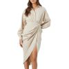 Forever 21 Women’s Pintucked Midi Shirt Dress(Goat)