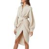 Forever 21 Women’s Pintucked Midi Shirt Dress(Goat)