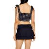 Forever 21 Women’s Plaid Corset Bow Crop Top(Black)