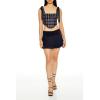 Forever 21 Women’s Plaid Corset Bow Crop Top(Black)