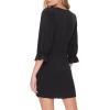 Forever 21 Women’s Plunging Trumpet-Sleeve Mini Dress(Black)