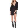 Forever 21 Women’s Plunging Trumpet-Sleeve Mini Dress(Black)