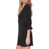 Forever 21 Women’s Plunging Trumpet-Sleeve Mini Dress(Black)