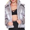 Forever 21 Women’s Quilted Puffer Jacket(Pewter)