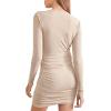 Forever 21 Women’s Ruched Surplice Bodycon Dress(Taupe)