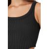 Forever 21 Women’s Seamless Curve-Hem Cropped Tank Top(Black)