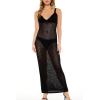 Forever 21 Women’s Sheer Crochet Maxi Dress(Black)