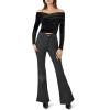 Forever 21 Women’s Stone Wash Flare Jeans(Black)