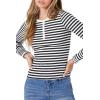 Forever 21 Women’s Striped Henley Top(Black)