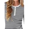 Forever 21 Women’s Striped Henley Top(Black)