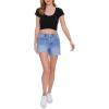 Forever 21 Women’s Textured Lettuce-Edge Cropped Tee(Black)