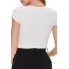 Forever 21 Women’s Textured Lettuce-Edge Cropped Tee(Cream)