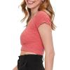 Forever 21 Women’s Textured Lettuce-Edge Cropped Tee(Rose Petal)