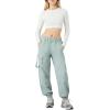 Forever 21 Women’s Twill Cargo Joggers(Green Haze)