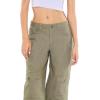 Forever 21 Women’s Twill Wide-Leg Cargo Pants(Olive)