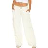 Forever 21 Women’s Twill Wide-Leg Cargo Pants(White)