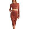 Forever 21 Women’s Crop Top & Pencil Skirt Set(Brown)