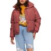 Forever 21 Women’s Quilted Puffer Jacket(Brick)