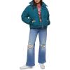 Forever 21 Women’s Quilted Puffer Jacket(Nautical Blue)