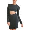 Forever 21 Women’s Ribbed Cutout Mini Dress(Dark Green)