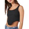 Forever 21 Women’s Seamless Curve-Hem Cropped Tank Top(Black)