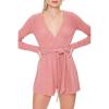 Forever 21 Women’s Self-tie Belted Surplice Romper(Blush)