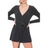 Forever 21 Women’s Self-tie Belted Surplice Romper(Smokey)