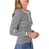 Forever 21 Women’s Striped Henley Top(Black)