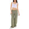 Forever 21 Women’s Twill Wide-Leg Cargo Pants(Olive)