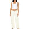 Forever 21 Women’s Twill Wide-Leg Cargo Pants(White)