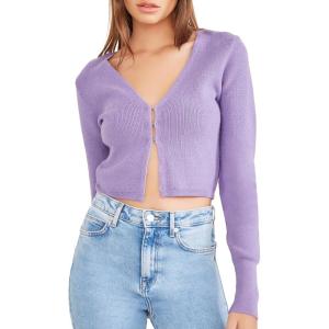 Forever 21 Women’s Hook-and-Eye Cardigan Sweater(Lavender)