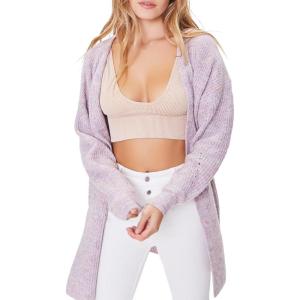 Forever 21 Women’s Marled Open-Front Cardigan Sweater(Lavender)