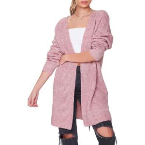 Forever 21 Women’s Marled Open-Front Cardigan Sweater(Rose)