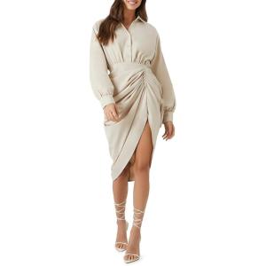 Forever 21 Women’s Pintucked Midi Shirt Dress(Goat)