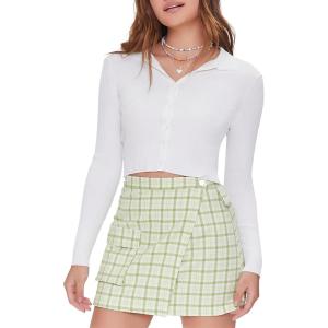 Forever 21 Women’s Plaid Mini Skirt(Avocado/Multi)