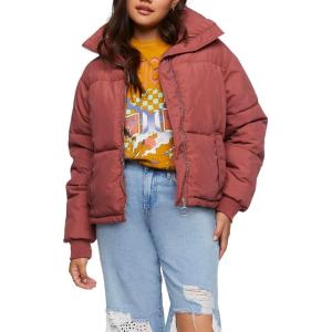 Forever 21 Women’s Quilted Puffer Jacket(Brick)