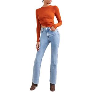 Forever 21 Women’s Ribbed Ruched Drawstring Sweater(Ginger)