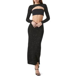 Forever 21 Women’s Sequin Midi Skirt(Black)