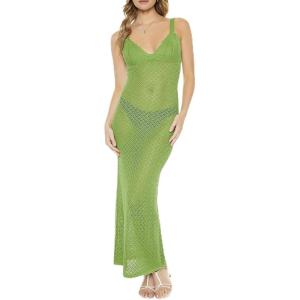 Forever 21 Women’s Sheer Crochet Maxi Dress(Herbal Green)