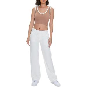 Forever 21 Women’s Straight-Leg Twill Pants(Cream)