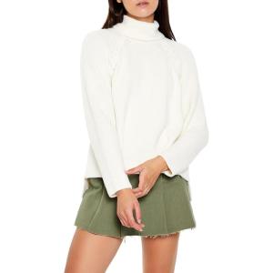 Forever 21 Women’s Turtleneck Whipstitched Sweater(Vanilla)