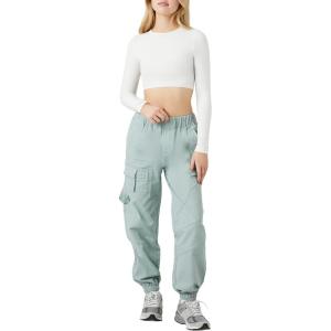 Forever 21 Women’s Twill Cargo Joggers(Green Haze)