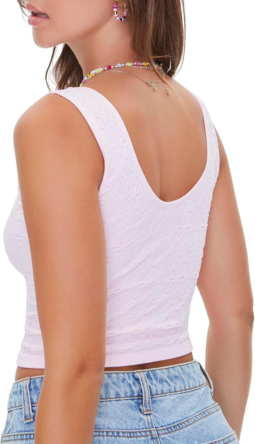 image:imageForever 21 Womens Floral Embroidered Crop TopPink
