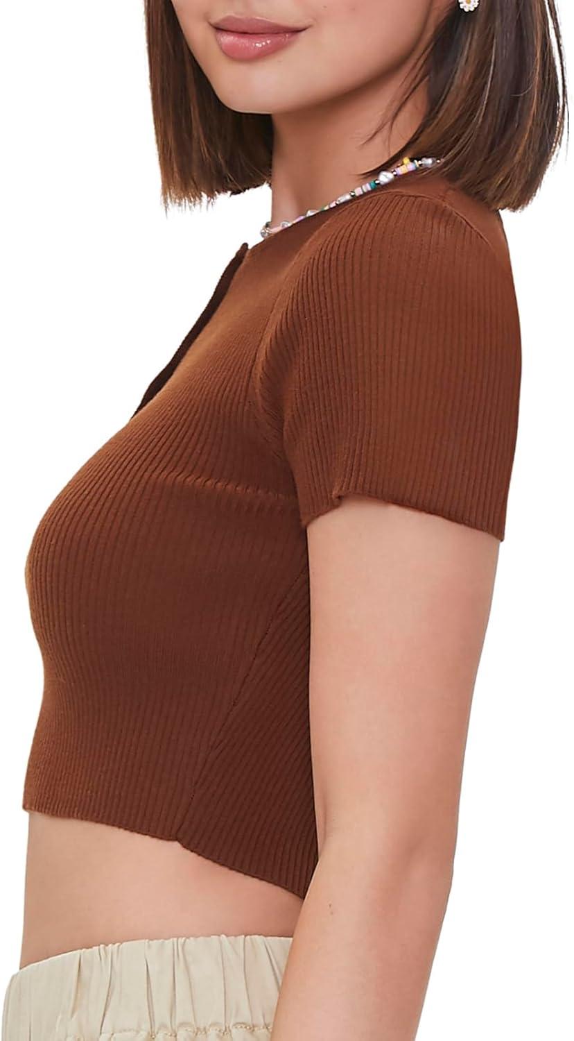 image:imageForever 21 Womens Ribbed SweaterKnit Crop TopCarob
