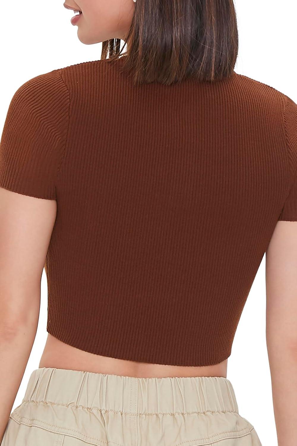 image:imageForever 21 Womens Ribbed SweaterKnit Crop TopCarob