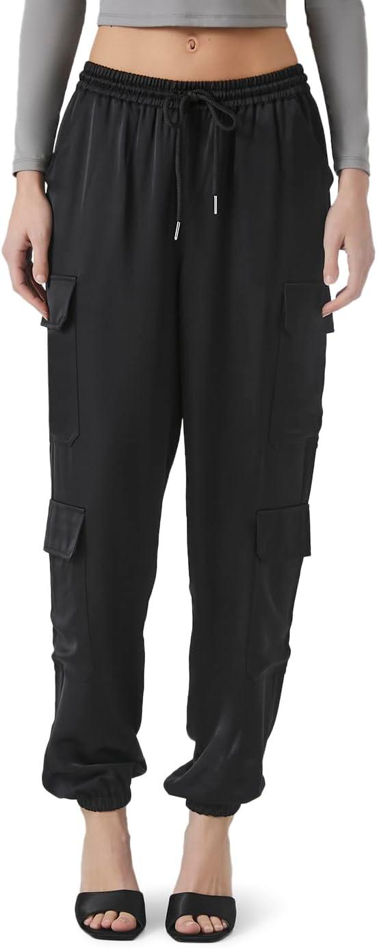 image:imageForever 21 Womens Satin MidRise Cargo PantsBlack